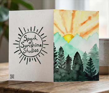 Mountain sunrise greeting card design
