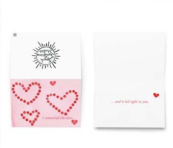 Connected hearts watercolor greeting card design